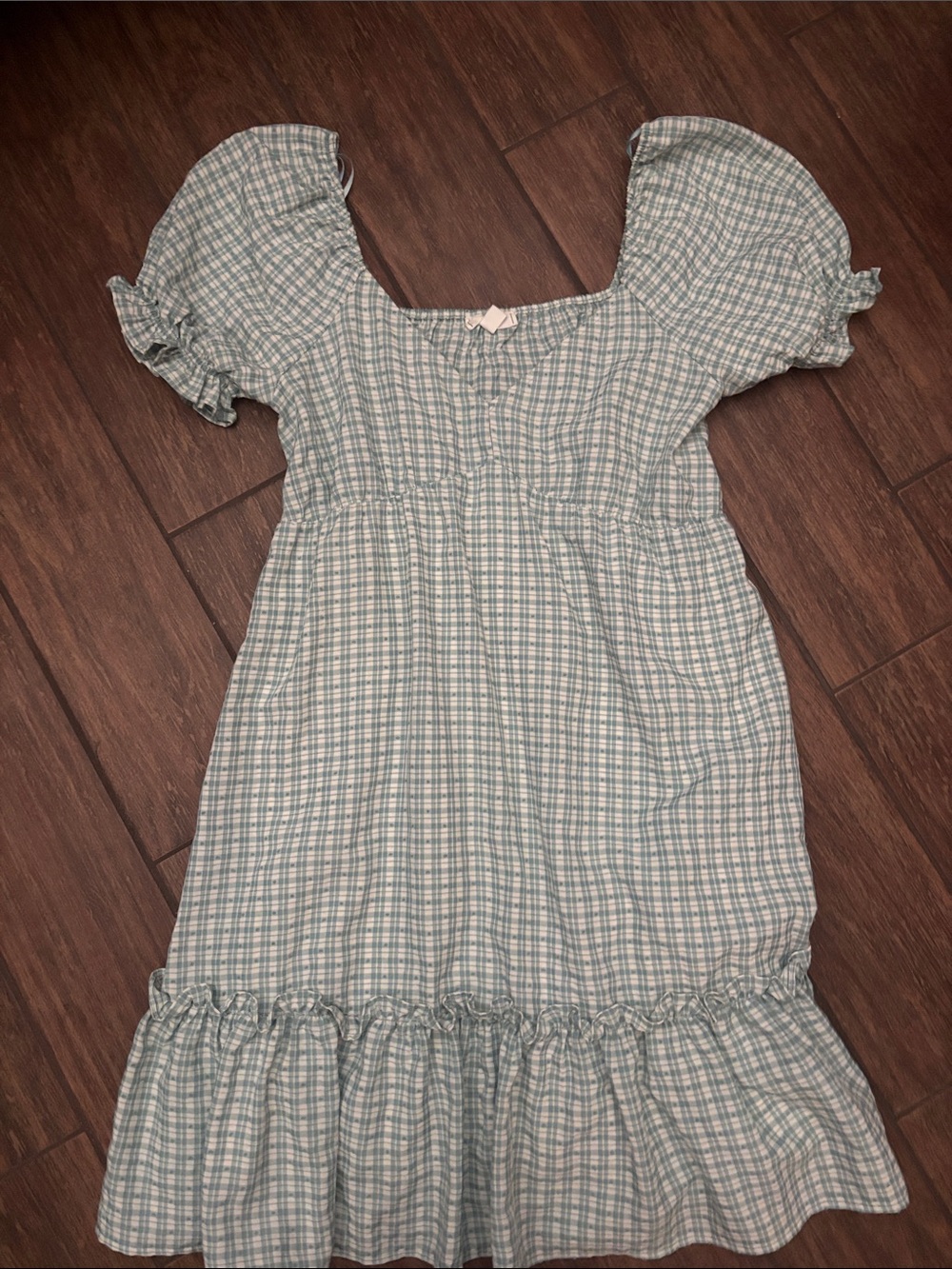 Plaid Puff-Sleeve Dress